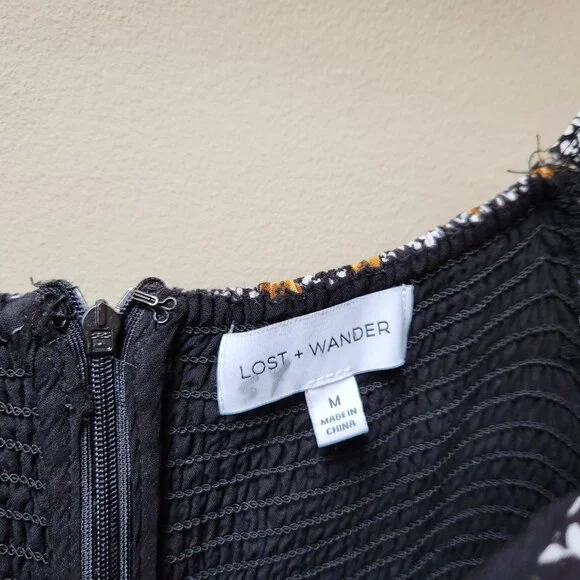 Lost + Wander floral smocked midi dress / anthropologie / M - Picture 4 of 7